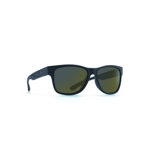 INVU Rectangular Matte Black Sunglasses with Polarized Brown Lenses