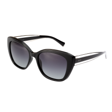 StyleMark L2540A Black and White Cat-Eye Polarized Sunglasses with Gradient Dark Gray Lenses
