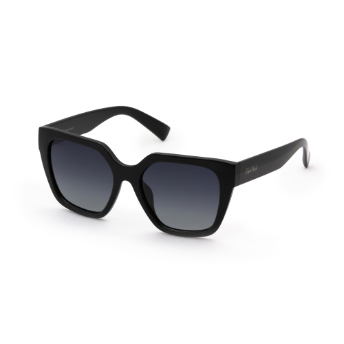 StyleMark L2585A Black Geometric Cat-Eye Polarized Sunglasses with Gradient Dark Gray Lenses