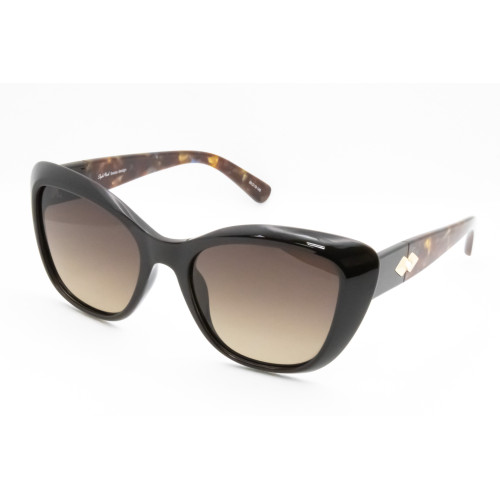StyleMark L2594B Black Cat-Eye Polarized Sunglasses with Gradient Brown Lenses