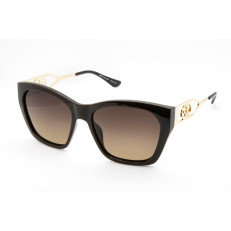 StyleMark L2606B Black Cat-Eye Polarized Sunglasses with Gradient Brown Lenses