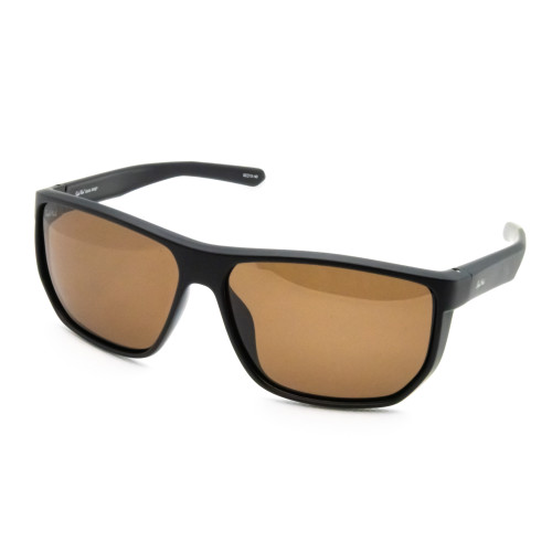 StyleMark L2615B Black Rectangular Polarized Sunglasses with Solid Brown Lenses