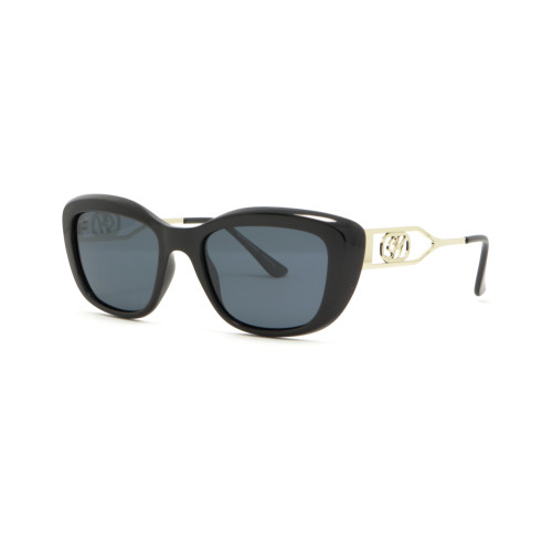 StyleMark L2593B Black Square Polarized Sunglasses with Solid Dark Gray Lenses