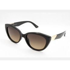 StyleMark L2596B Black and Gold Cat-Eye Polarized Sunglasses with Gradient Brown Lenses