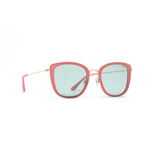 INVU Oversized Rounded Square Peach Sunglasses with Blue Lenses
